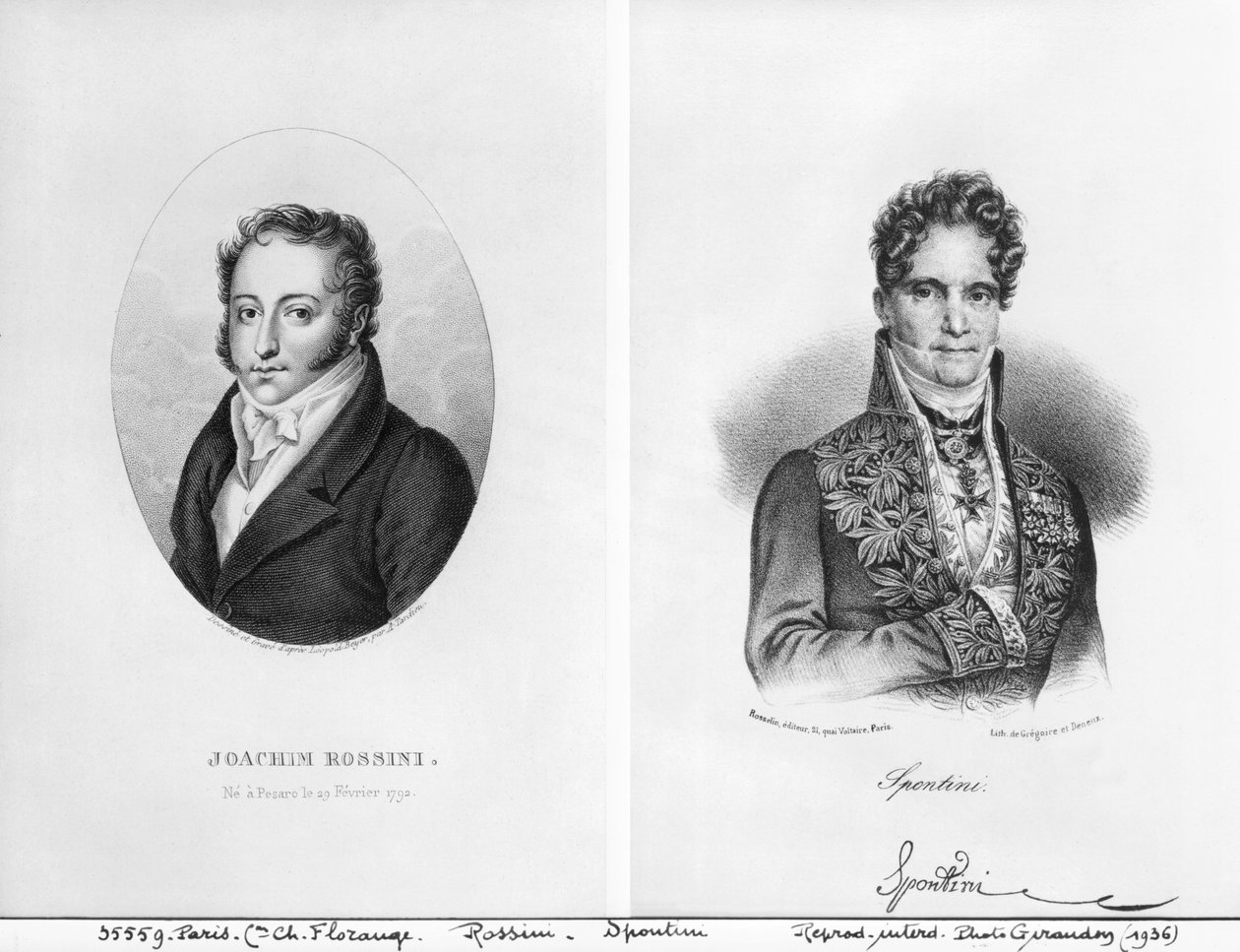 Gioacchino Rossini (1792-1868) és Gaspare Spontini (1774-1851) Ambroise Tardieu (1788-1841) és Gregoire et Deneux (18-19. század) metszete alkotó: Leopold Beyer