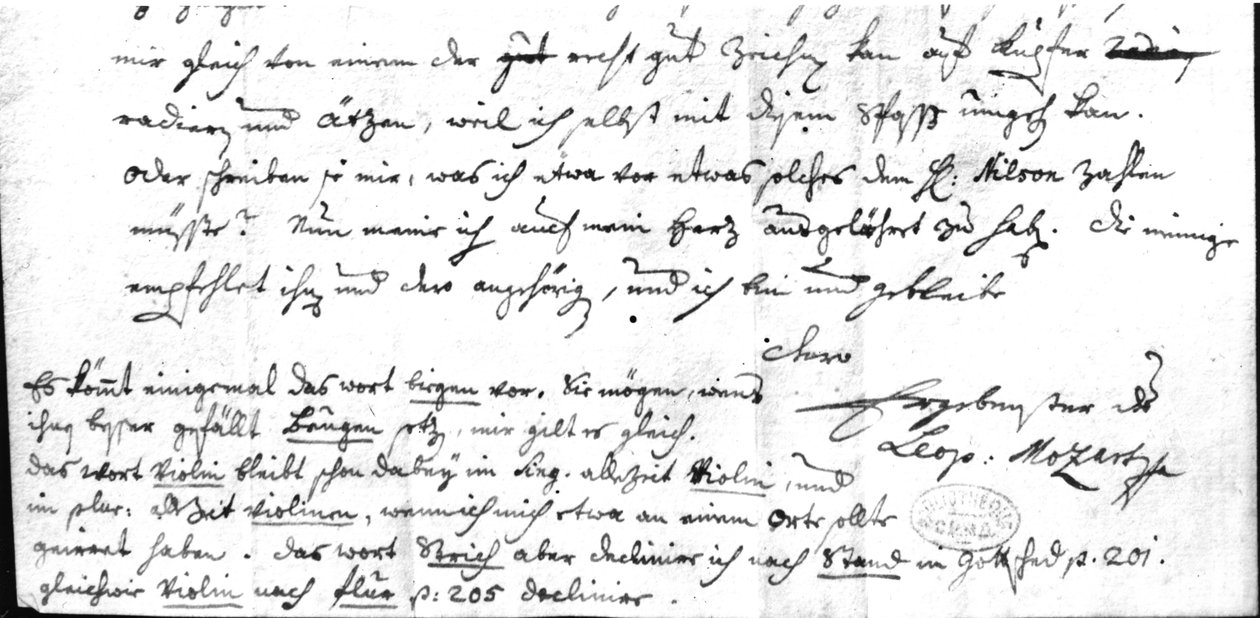 Leopold Mozart (1719-87) levele, 1755. július 7 alkotó: Leopold Mozart