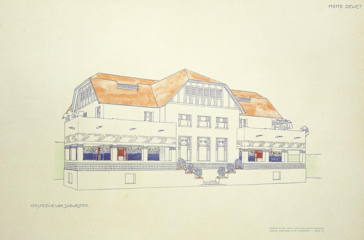 Kilátás északkeletről, 1901 körül (színes litó) alkotó: Leopold (after) Bauer