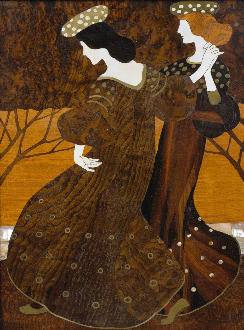 Fiókos szekrény, kb 1908, Leopold Bauer (1872-1938), dió, sárgaréz és gyöngyház, Detail, Ausztria, 20. század alkotó: Leopold Bauer