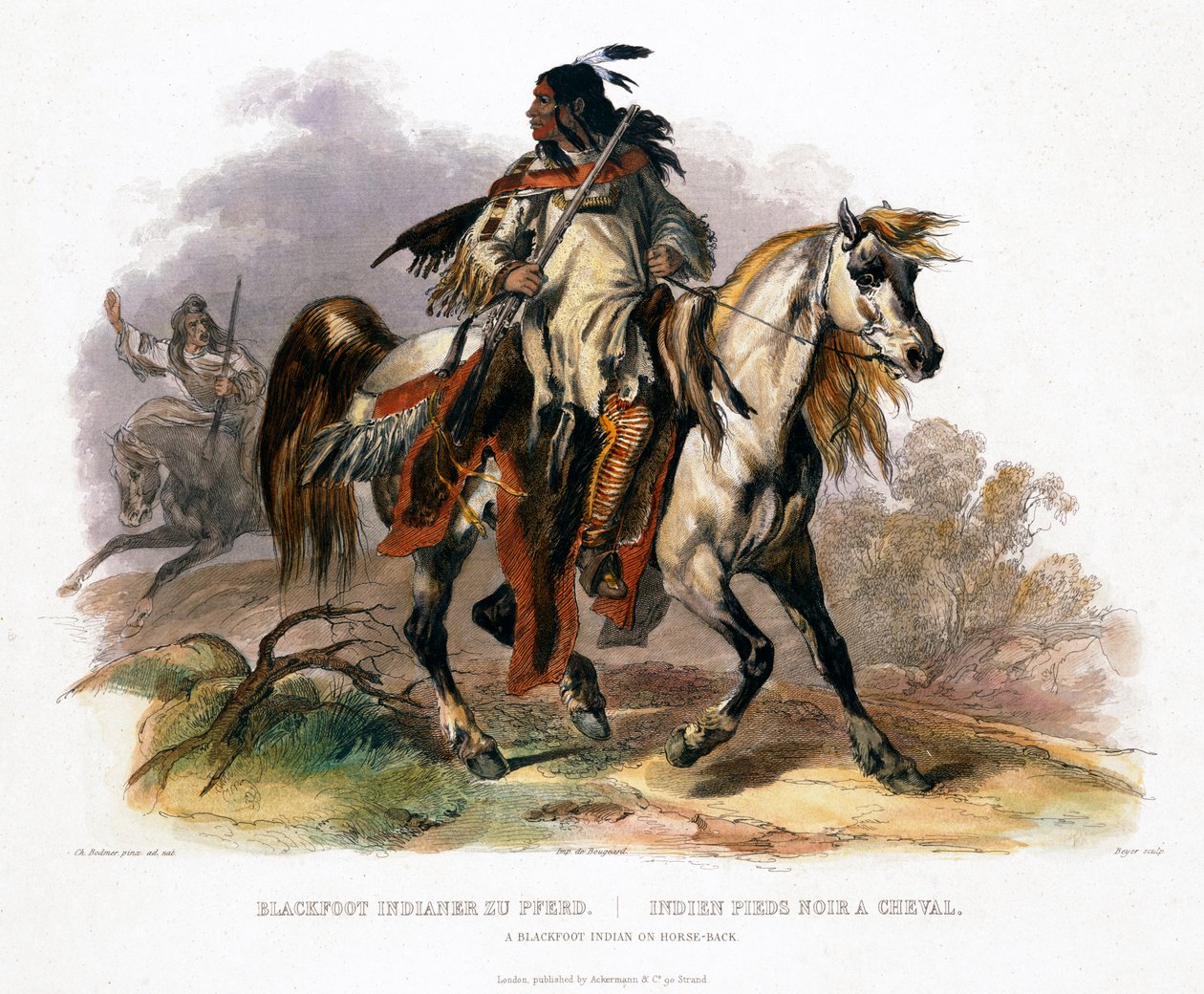 Egy feketelábú indián lóháton, 1843 alkotó: Leopold Beyer