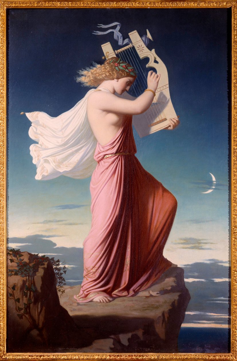 A lírát játszó görög költő, Sapho (Sappho) portréja Leopold Burthe (1823-1860) festménye 1849 V. 1,06x0,69 m Carcassonne, Musee des Beaux Arts alkotó: Leopold Burthe