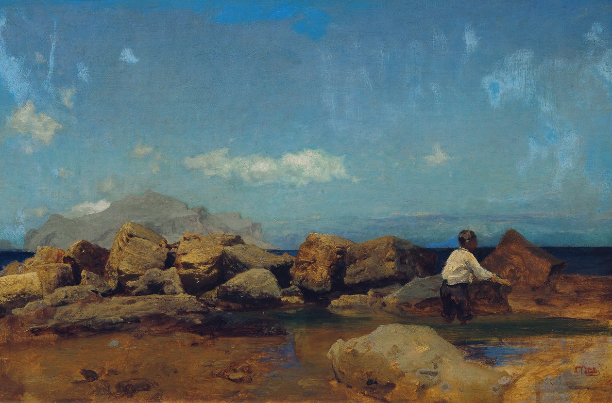 Tengerparton Monte Pellegrino Palermo közelében alkotó: Leopold Carl Muller