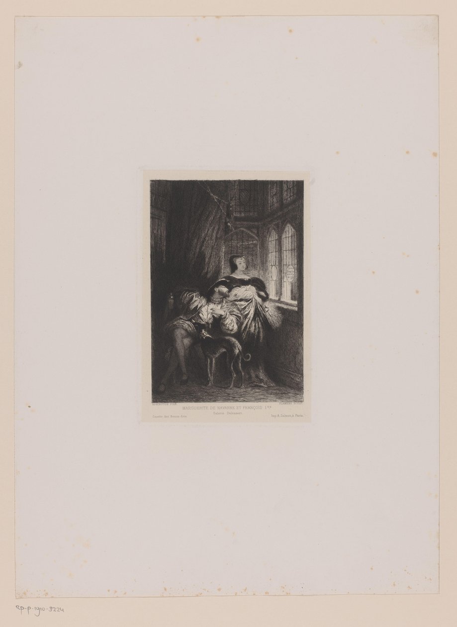 Valois Margit és I. Ferenc francia kettős portréja Marguerite de Navarre et François Ier (cím a tárgyon) alkotó: Leopold Flameng
