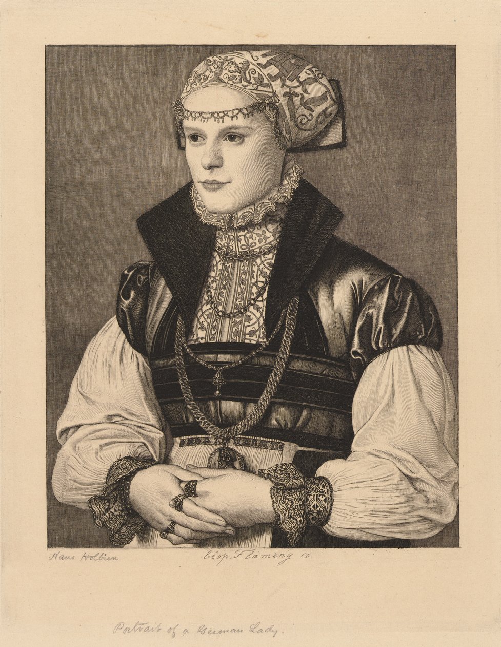 Német hölgy portréja alkotó: Leopold Flameng