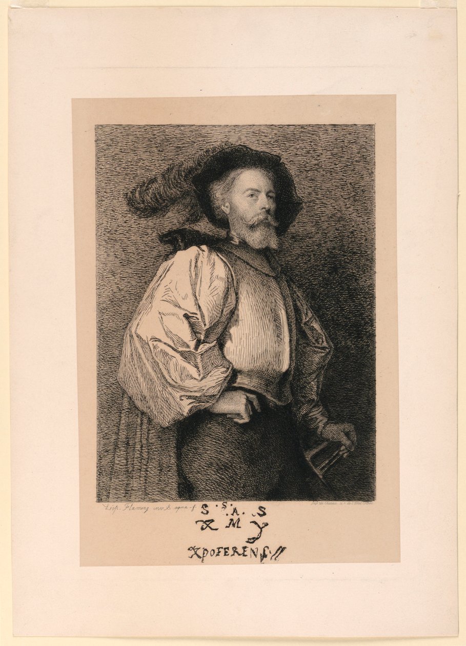 Önarckép lovasként alkotó: Leopold Flameng