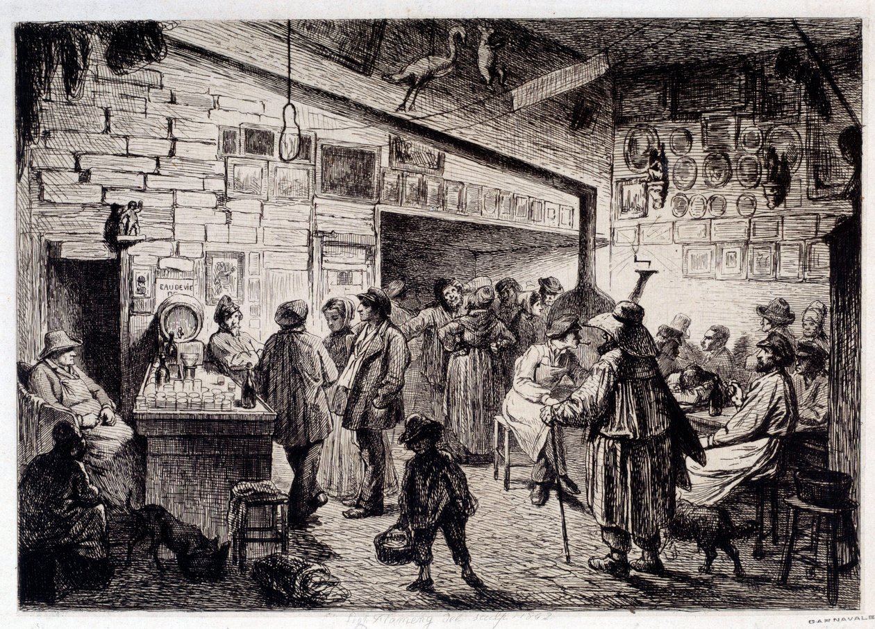 Az 1860-ban lebontott fehér nyúl kabaré belső képe” Leopold Flameng (1831-1911) metsze 1863 Párizs, Musee Carnavalet alkotó: Leopold Flameng