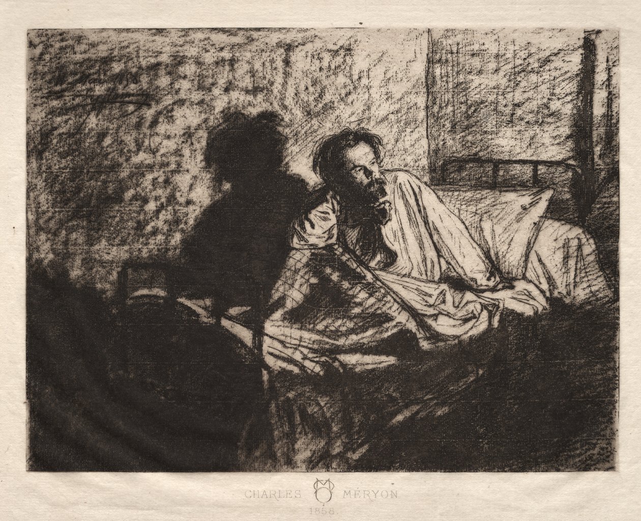 Az ágyban ülő Meryon portréja alkotó: Leopold Fleming