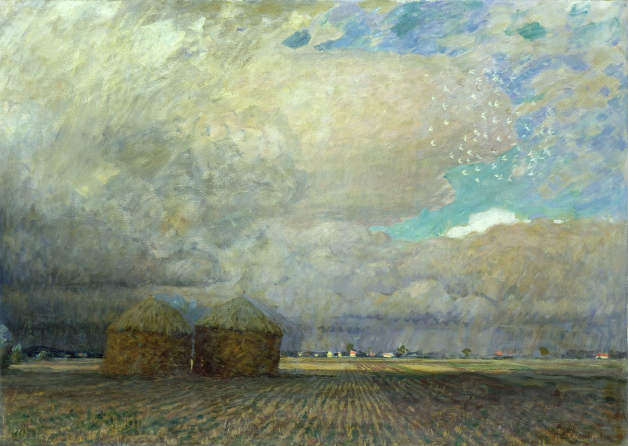 Táj kunyhókkal, 1900 alkotó: Leopold Karl Walter von Kalckreuth