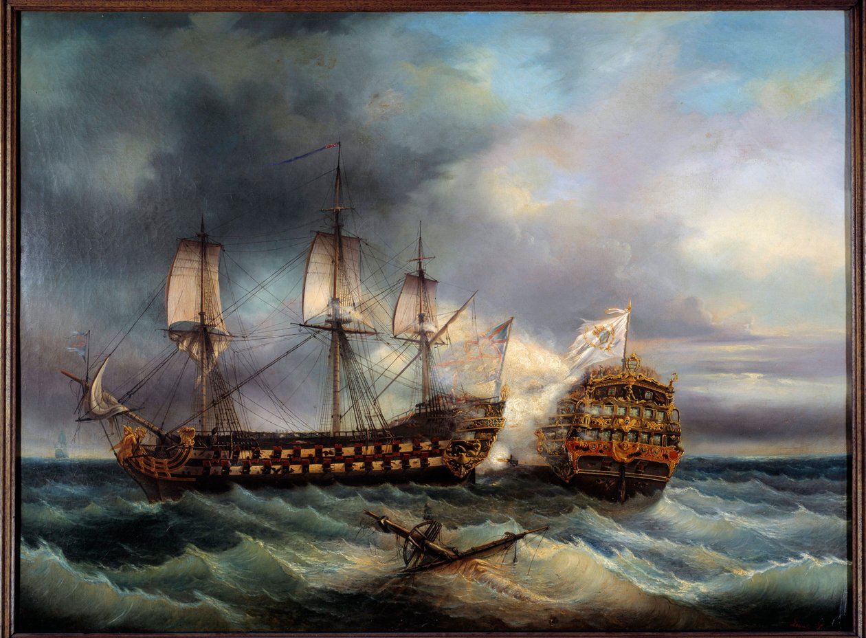 Tengerészeti csata angol és francia festészet között Leopold Le Guen (1828-1895) 19. századi Brest, Szépművészeti Múzeum alkotó: Leopold Le Guen