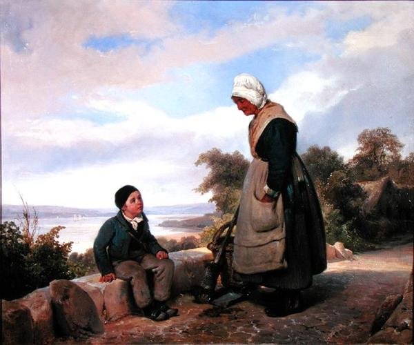 Parasztasszony és fiú (olaj, vászon) alkotó: Leopold Leprince