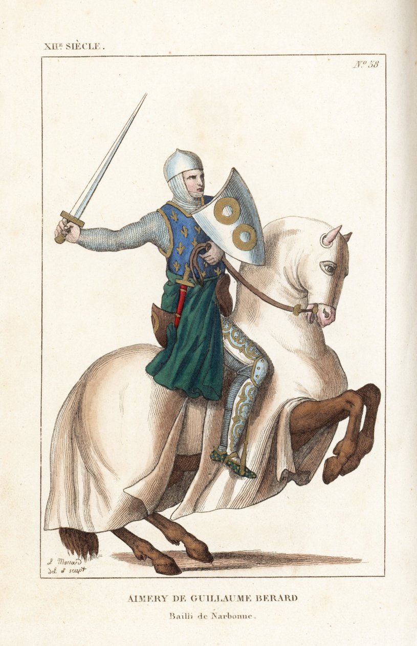 Aimery de Guillaume Berard francia lovag, condottiere és a firenzei hadsereg parancsnoka a campaldinói csatában alkotó: Leopold Massard
