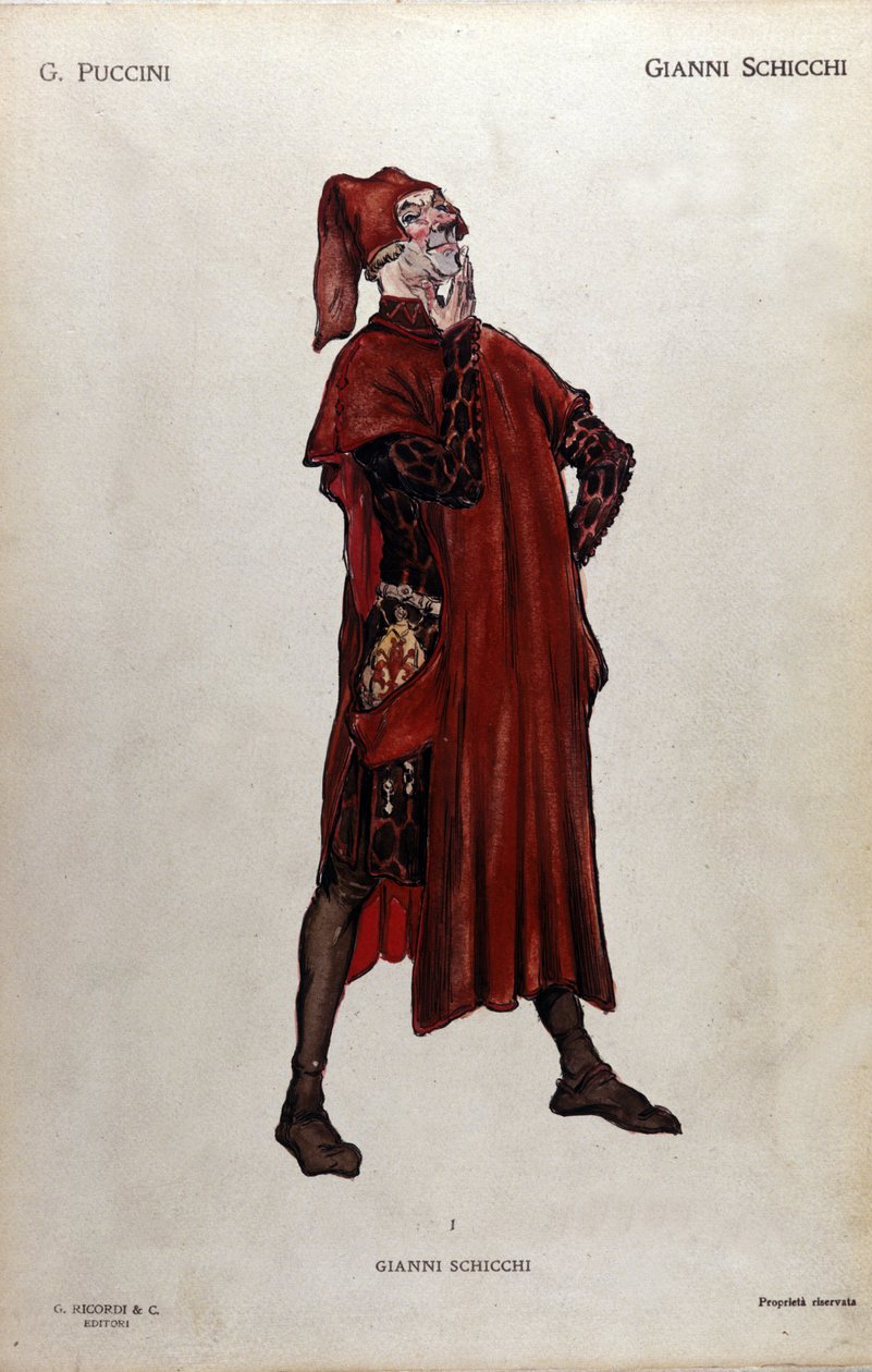 Gianni Schicchi karakterének jelmeze Giacomo Puccini (1858-1924) "Il trittico" (A triptichon) című operájából - 1919 alkotó: Leopoldo Metlicovitz