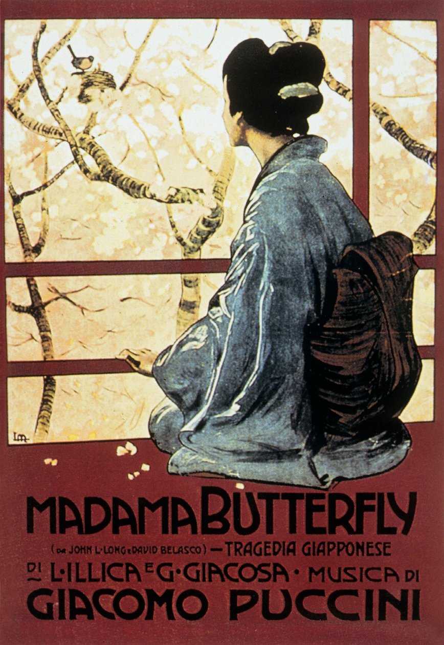 Leopoldo Metlicovitz borítója Giacomo Puccini Mrs Butterfly című operájának partitúrájának alkotó: Leopoldo Metlicovitz
