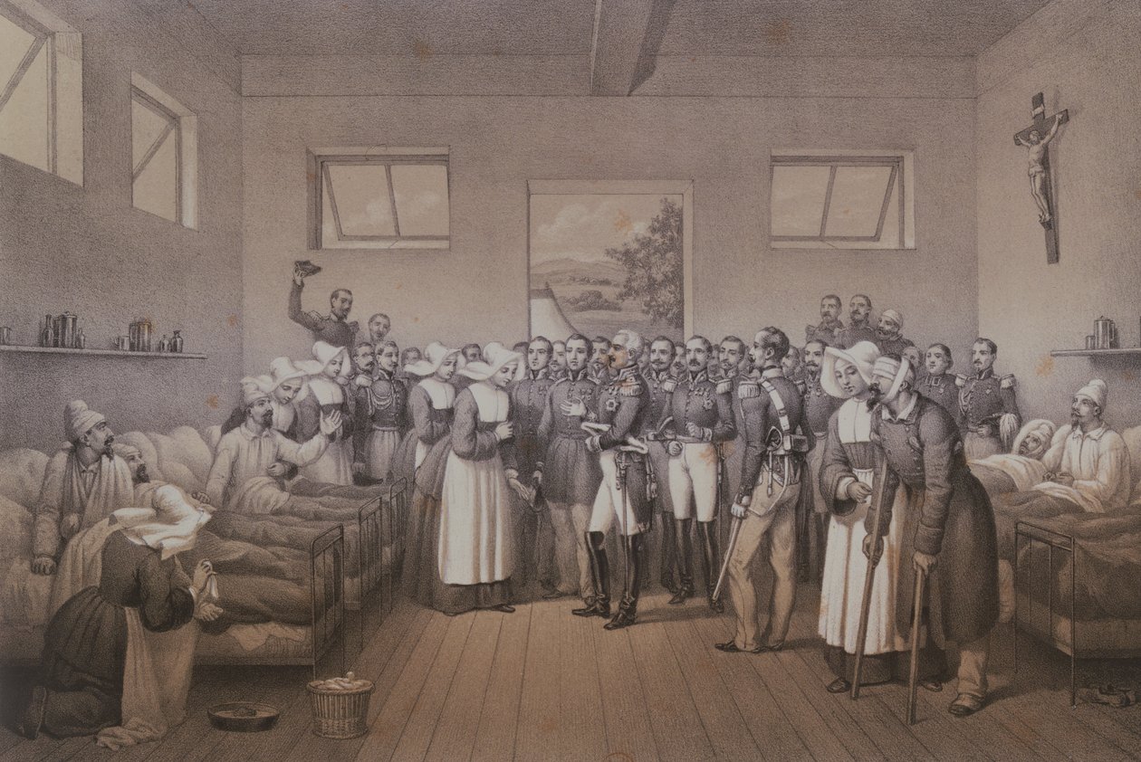 Célzó Jean Jacques Pelissier (1794-1864) Malakoff herceg, aki meglátogatja a sebesült katonákat Sebastopol 1855-ös elfoglalása után alkotó: Lepan
