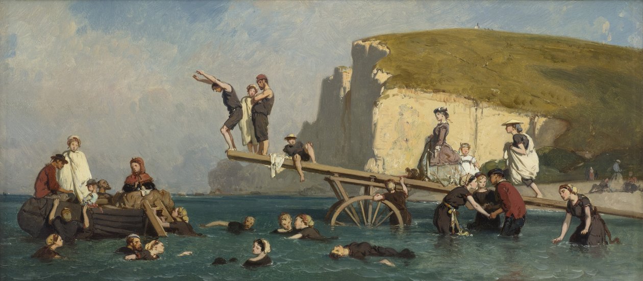 Fürdőzők Etretatban, kb. 1858. alkotó: Lepoittevin