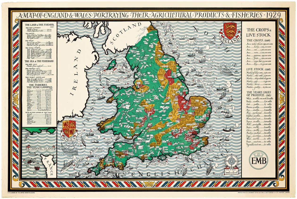 Anglia és Wales térképe alkotó: Leslie MacDonald Gill