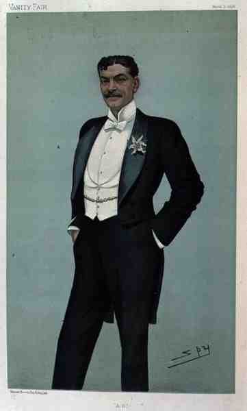 "A.B.", Arthur Bourchier (1863-1927) "kém" karikatúrája a Vanity Fair 1896. március 5-i számából (színes litográfia). alkotó: Leslie Matthew Ward
