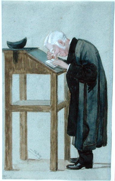 Egy oxfordi don karikatúrája (akvarell papíron) alkotó: Leslie Matthew Ward