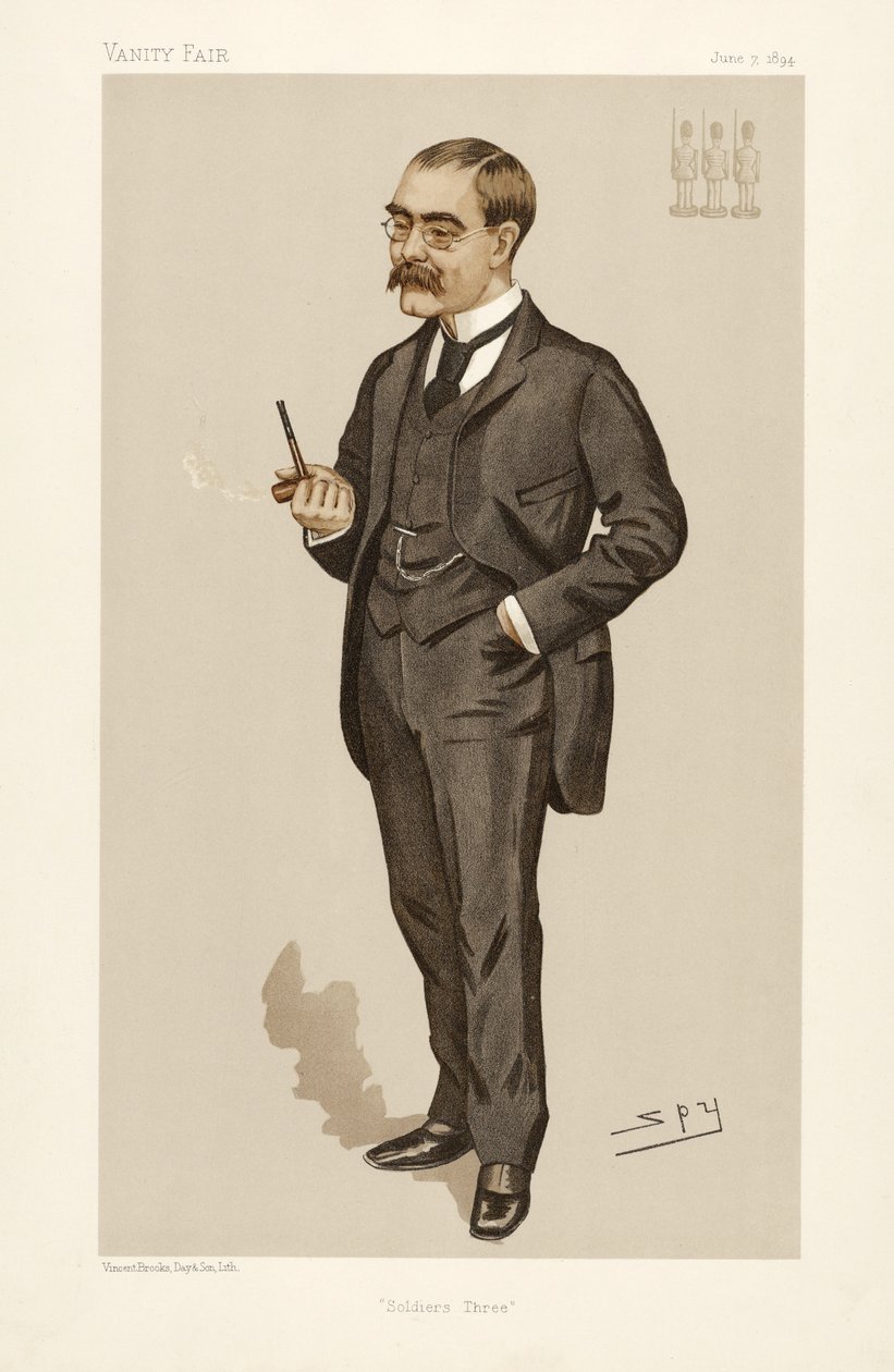 Rudyard Kipling (1865-1936), a Vanity Fair kocsmából. 1894 (színes litográfia) alkotó: Leslie Matthew Ward