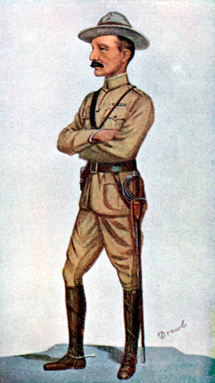 Robert Baden-Powell angol katona, 1900. alkotó: Leslie Matthew Ward