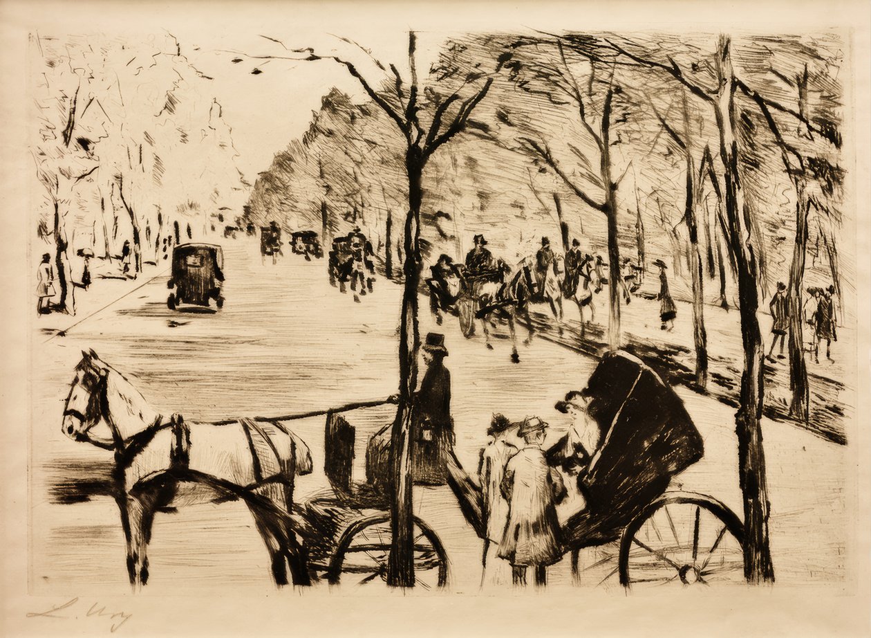 Sikátor az állatkertben egy kocsival az előtérben alkotó: Lesser Ury