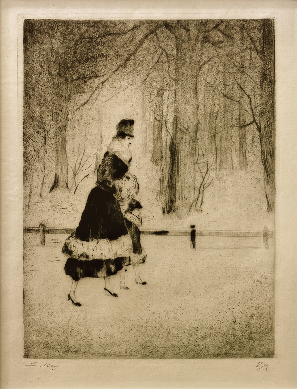 Hölgy gyermekkel az állatkertben alkotó: Lesser Ury