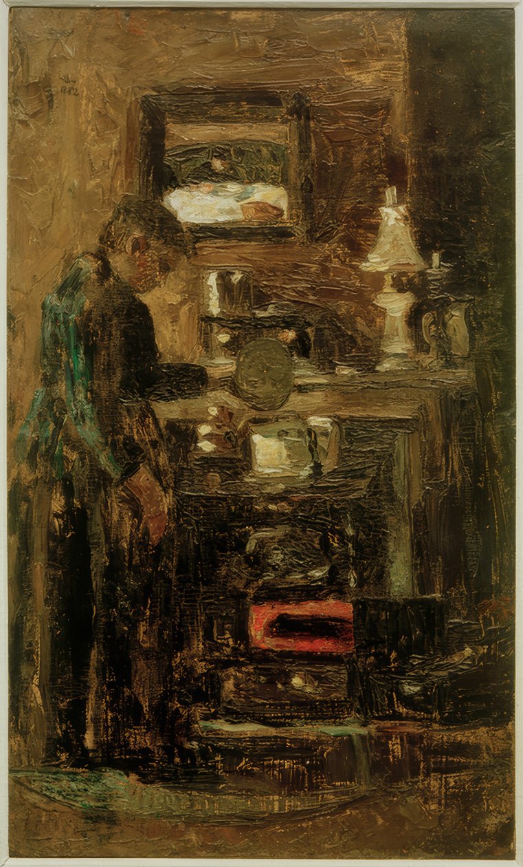 Nő a konyhai tűzhelynél alkotó: Lesser Ury