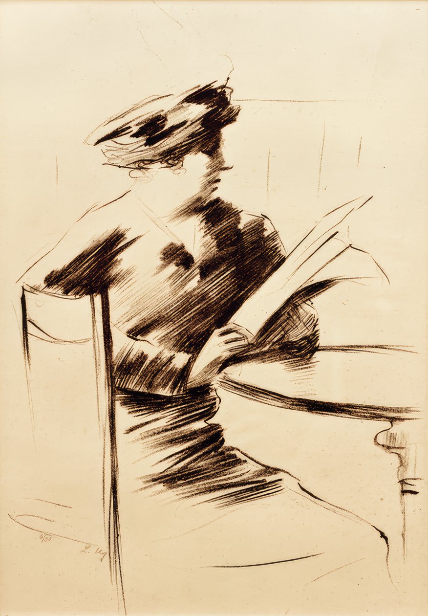 Hölgy olvasó a kávézóban II alkotó: Lesser Ury