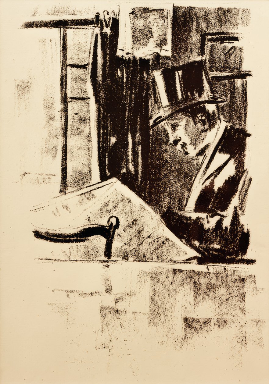 Újságolvasó hengerrel alkotó: Lesser Ury