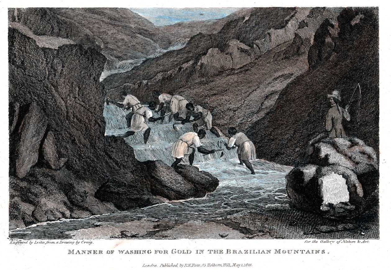 Az aranymosás módja a brazil hegyekben, 1814 alkotó: Lester