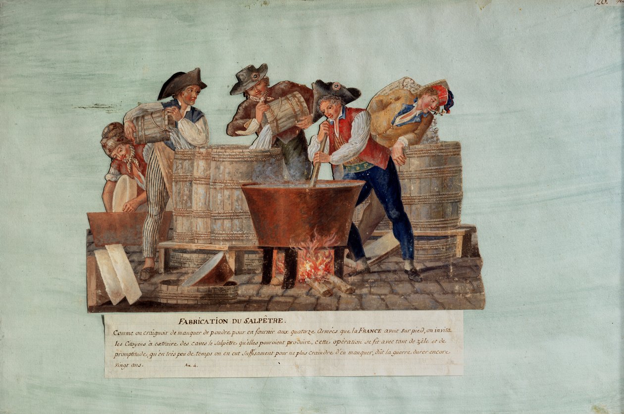 Salétrom készítés (guache a kártyán) alkotó: Lesueur Brothers