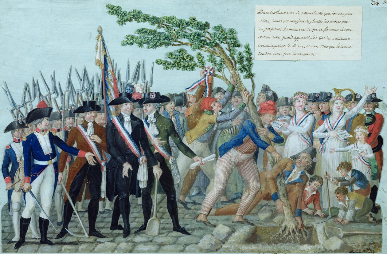 A szabadságfa ültetése, 1789 körül alkotó: Lesueur Brothers