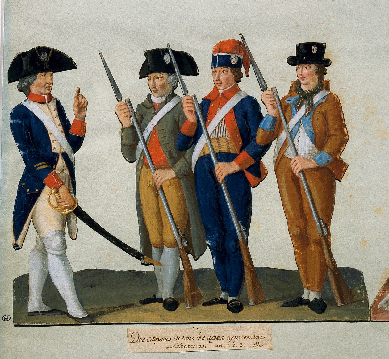 Francia forradalom: A Lesueur testvérek „gyakorló” gouache-ját (XVIII. század) Párizs. Karneváli Múzeum alkotó: Lesueur Brothers
