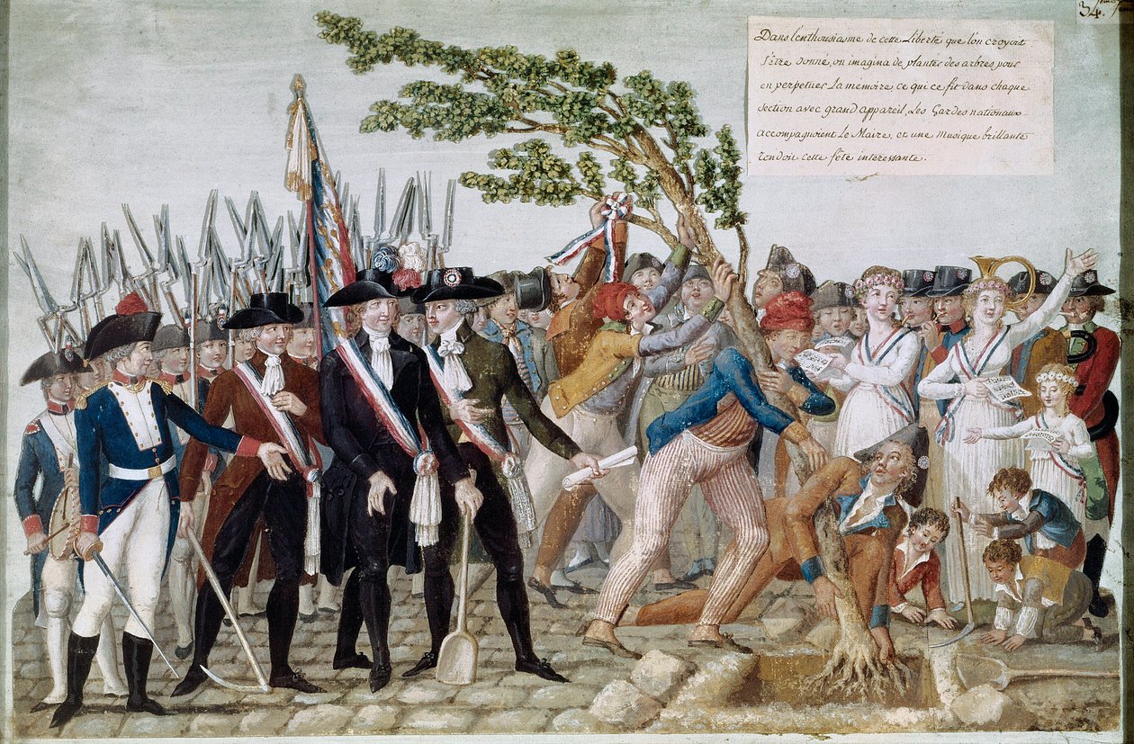 A szabadság fájának elültetése. A Lesueur testvérek metszete (XVIII. század). Párizs, Musee Carnavalet. alkotó: Lesueur Brothers