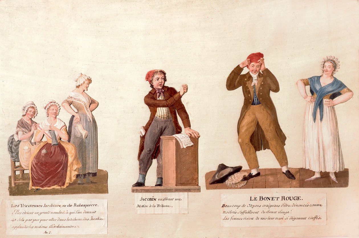 A jakobinus kötők, a jakobinus és a vörös bordás (guache papíron) alkotó: Lesueur Brothers
