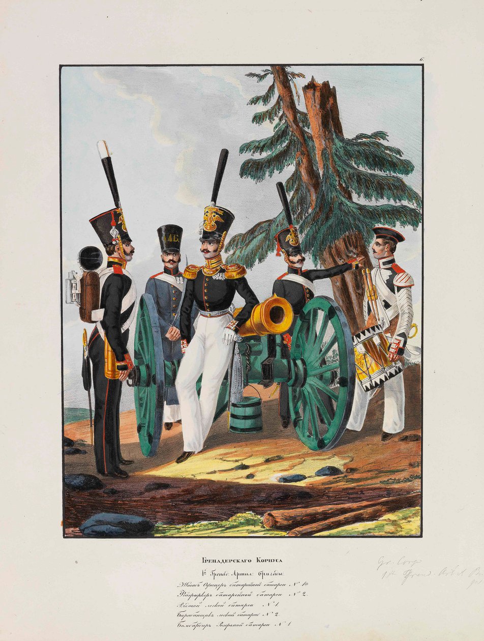 Az orosz császári hadsereg 1. gránátos hadosztálya, 1837-1839. alkotó: Lev Alexandrovich Belousov