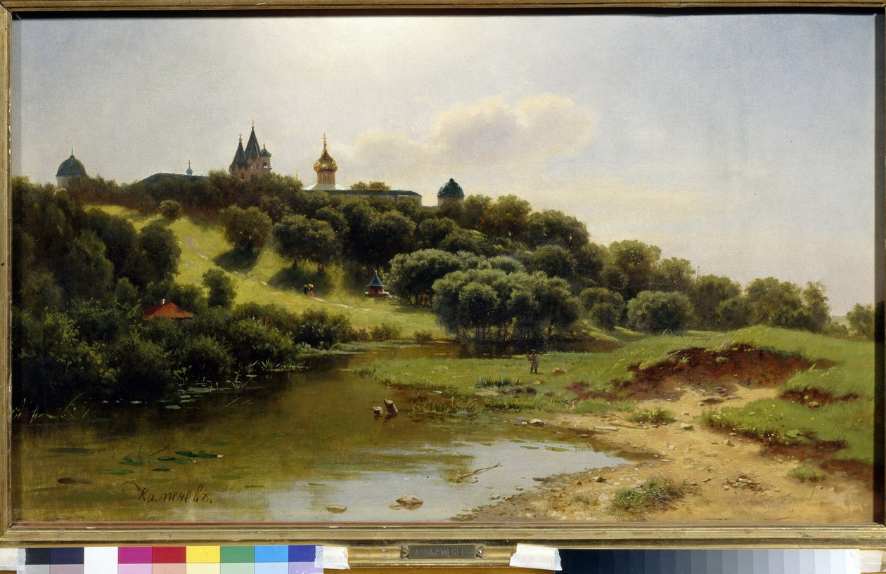 Le monastere Savino Storozhevsky, press de Zvenigorod (orosz). Peinture de Lev Livovich Kamenev (1833-1886), Huile Sir Toile alkotó: Lev Lyvovich Kamenev