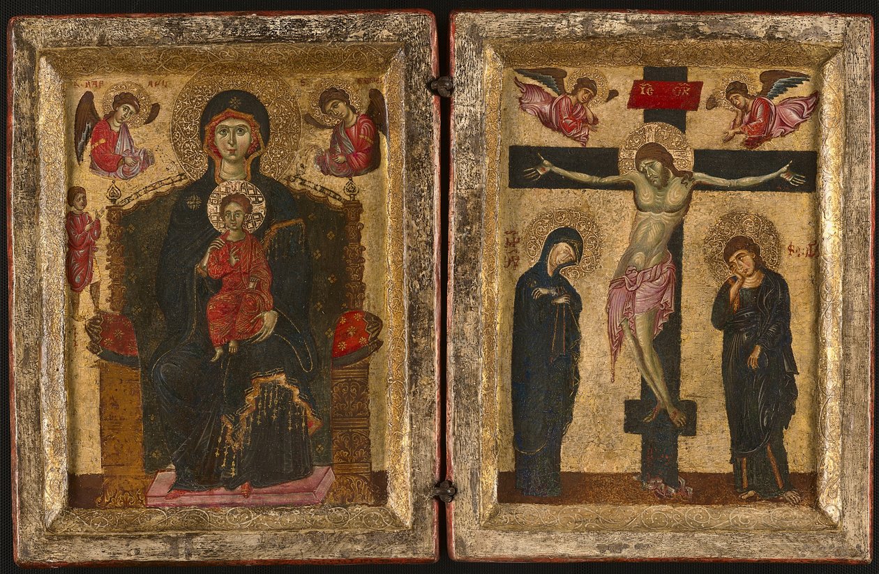 Diptichon a Szűzanyával és Gyermekével és a Keresztre feszítéssel, 1275-80 alkotó: Levantine School