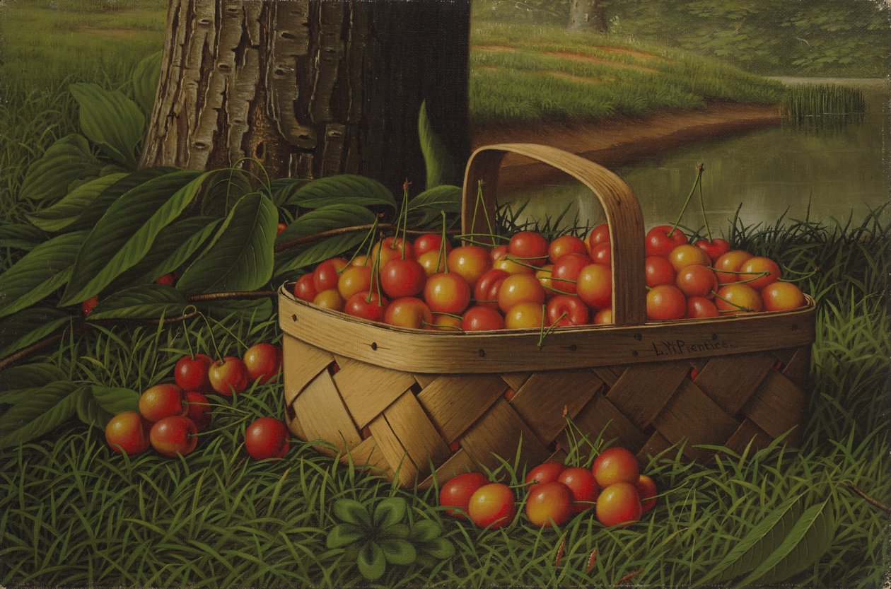 Cseresznye kosárban, 1890-1900 körül alkotó: Levi Wells Prentice