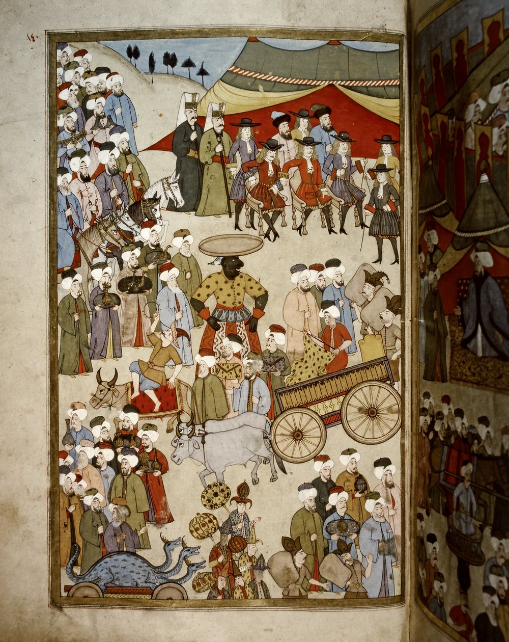 OTTOMÁN URALOM: Isztambuli bazár, 1720 körül (miniatűr) alkotó: Levni Levni