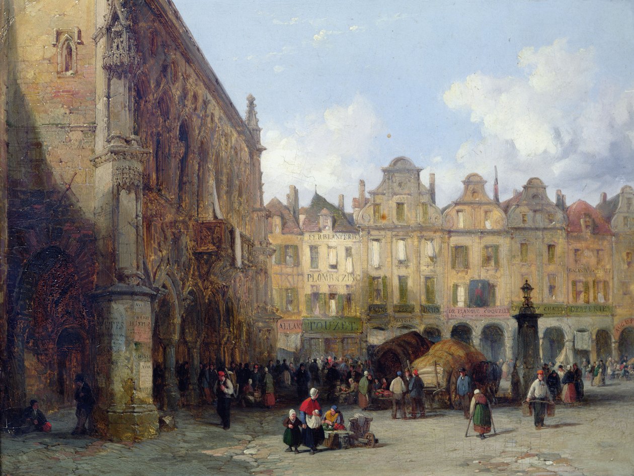 The Hotel de Ville, Arras, 1856 (olaj a kártyán) alkotó: Lewis John Wood