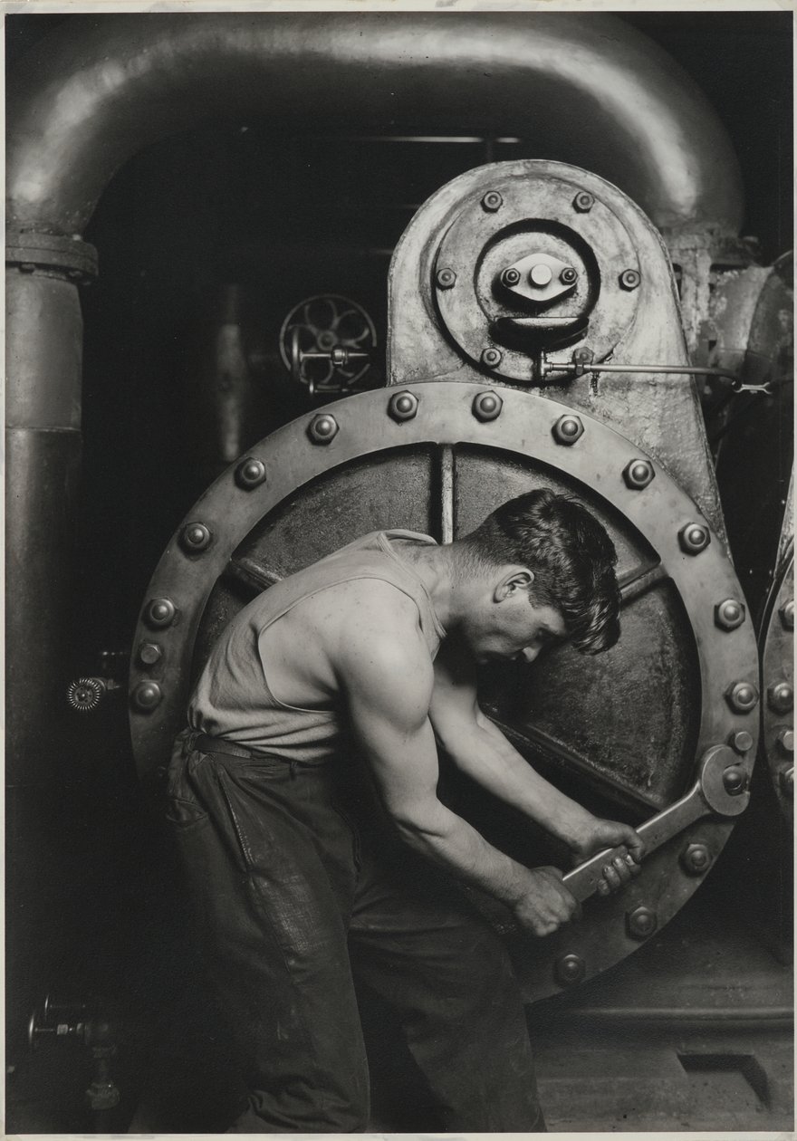 Power House Mechanic, 1925 (zselatin ezüst nyomat, fehér szövés) alkotó: Lewis Wickes Hine
