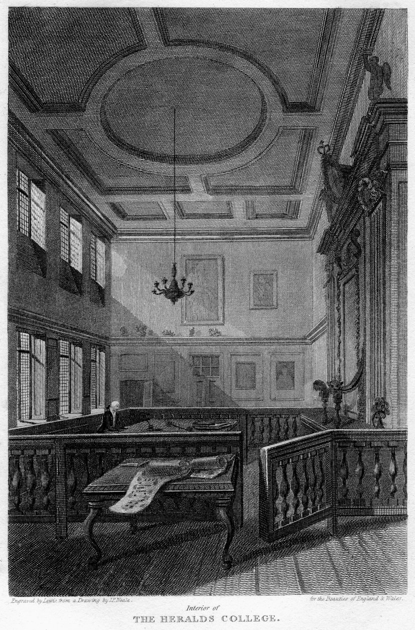 A londoni Heralds College belseje, 1815. alkotó: Lewis