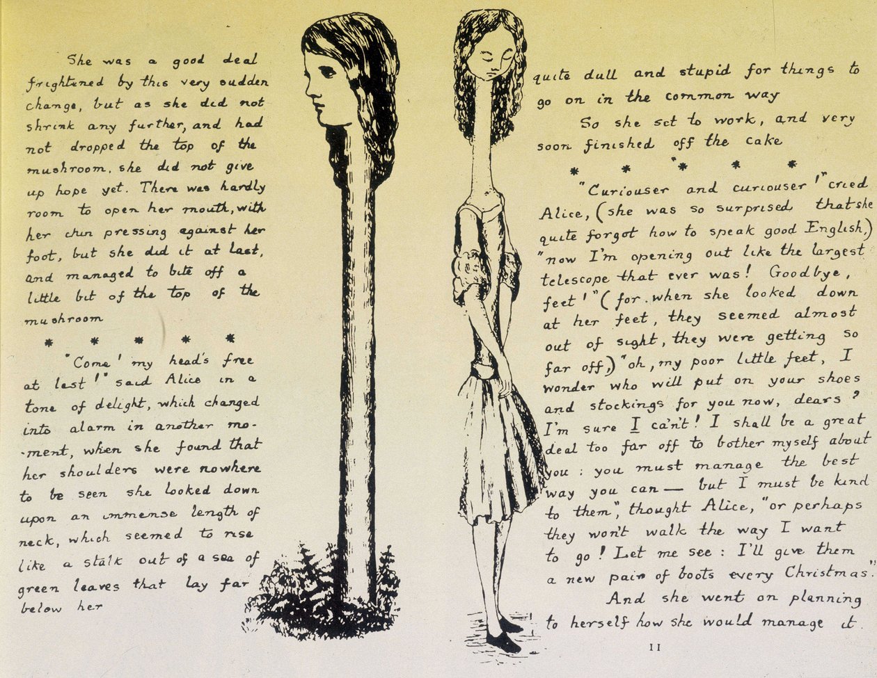 Alice a hosszú nyakon – Lewis Carroll „Alice Csodaországban” című művének kézirata és rajzai, koll. alkotó: Lewis Carroll