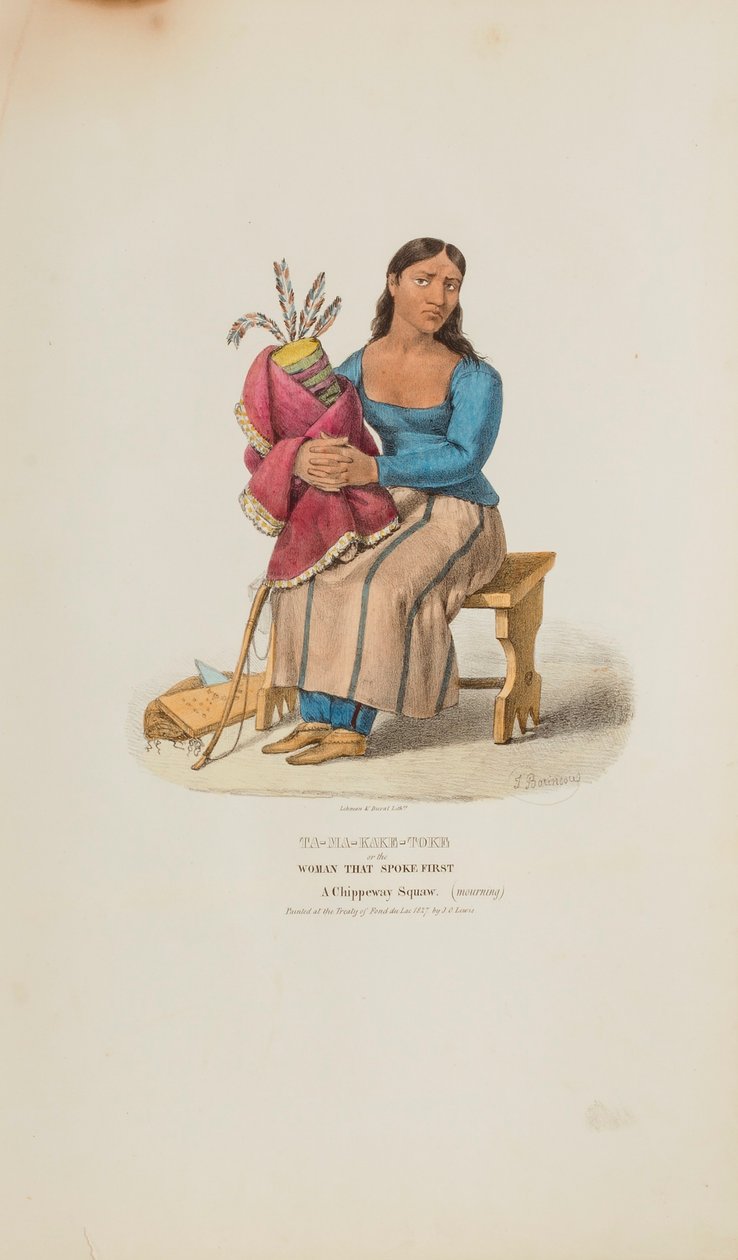 TA-MA-KAKE-TOKE vagy a nő, aki először beszélt; A Chippeway Woman (gyászoló), a The Aboriginal Portfólióból alkotó: Lewis, James Otto