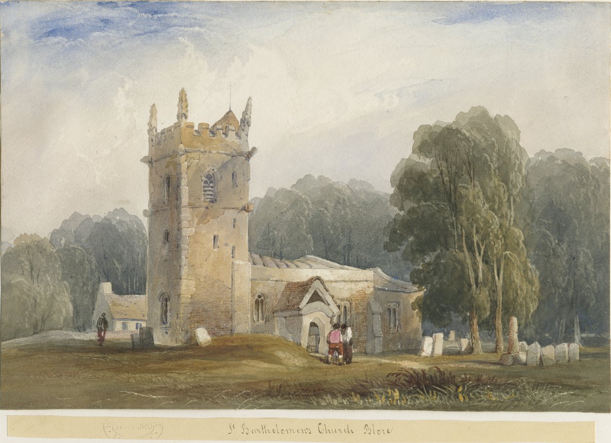 Blore templom: akvarell festészet, és [c 1830] alkotó: Lewis John Wood