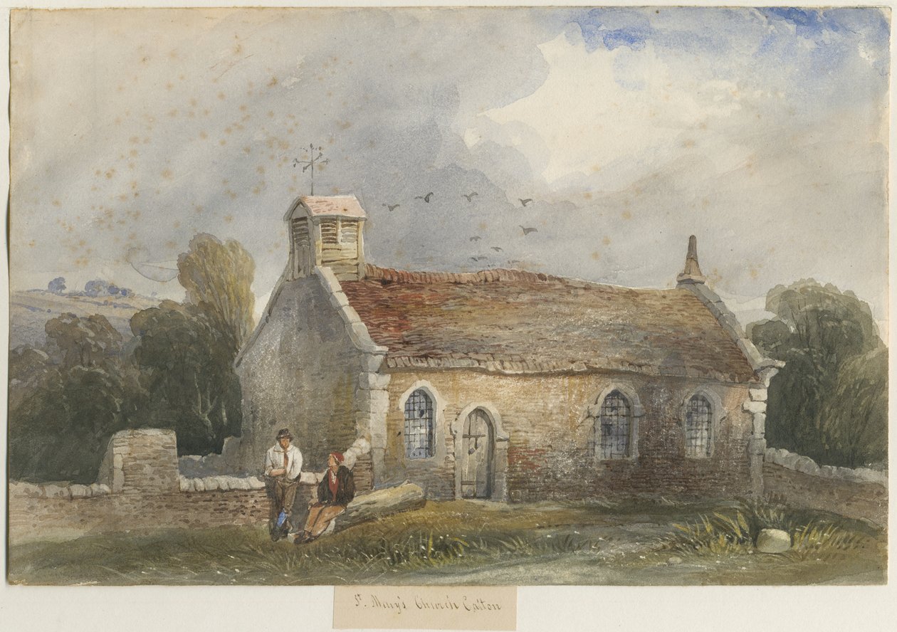 Calton Chapel – most „St. Mária-templom: akvarell festmény, és [c 1830-1840] (festmény) alkotó: Lewis John Wood