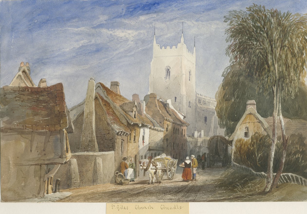 Cheadle templom: akvarell festészet, és [c 1830-1840] alkotó: Lewis John Wood
