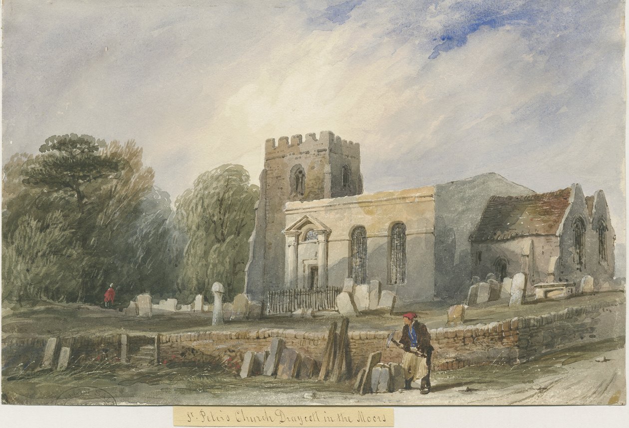 Draycott in the Moors Church: vízfestmény, nd [?19. század] alkotó: Lewis John Wood